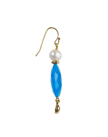 Back image thumbnail - Ben-Amun - Pearl and Blue Stone Gold Earrings
