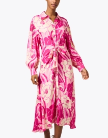 Front image thumbnail - Farm Rio - Pink Tropical Print Shirt Dress
