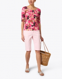 Look image thumbnail - Marc Cain - Pink Floral Print Stretch Cotton Top