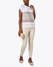 Look image thumbnail - D.Exterior - White Striped Knit Linen Top