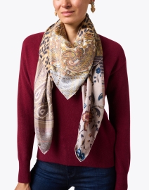 Look image thumbnail - Jane Carr - Pink and Beige Silk Multi Print Scarf