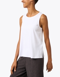 Front image thumbnail - Eileen Fisher - White Stretch Jersey Knit Tank