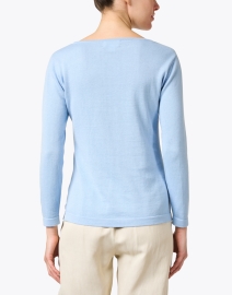 Back image thumbnail - Blue - Light Blue Pima Cotton Sweater 
