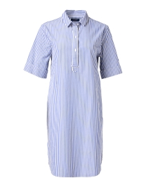 Product image thumbnail - Saint James - Leonie White and Blue Striped Cotton Shirt Dress