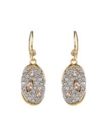 Gold and Crystal Oval Drop Earrings