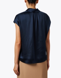 Back image thumbnail - Vince - Navy Silk Blouse