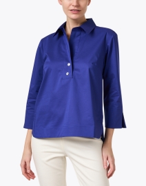 Front image thumbnail - Hinson Wu - Aileen Blue Cotton Top