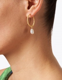 Look image thumbnail - Peracas - Bianca Gold and Pearl Hoop Earrings