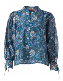 Oliphant - Teal Toulouse Printed Cotton Blouse