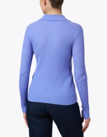 Back image thumbnail - Vince - Blue Ribbed Cashmere Silk Top