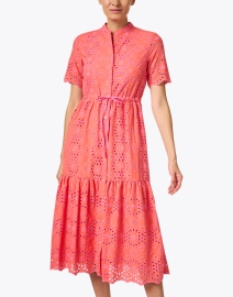 Front image thumbnail - Vilagallo - Aroa Coral Eyelet Shirt Dress