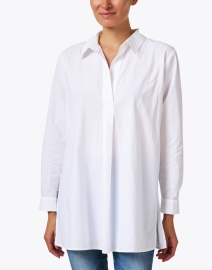 Front image thumbnail - Eileen Fisher - White Cotton Tunic Top