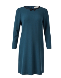 Product image thumbnail - Jane - Tara Teal Wool Crepe Dress