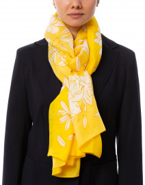 Yellow Lily Printed Silk Scarf