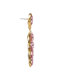 Back image thumbnail - Kenneth Jay Lane - Gold and Pink Crystal Drop Earrings