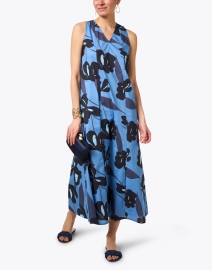 Look image thumbnail - WHY CI - Riviera Blue Floral Cotton Dress 