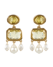 Product image thumbnail - Oscar de la Renta - Victoria Green Glass Pearl Drop Earring