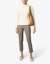Look image thumbnail - Blue - Cream Cotton Cable Sweater