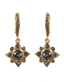 Gold Grey Crystal Encrusted Star Drop Earrings