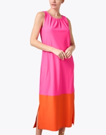 Front image thumbnail - Jude Connally - Pam Pink and Orange Colorblock Dress