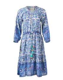 Colette Blue and Green Printed Cotton Silk Dress