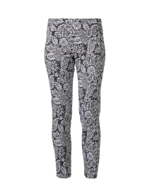 Black and White Floral Pull On Ankle Pant