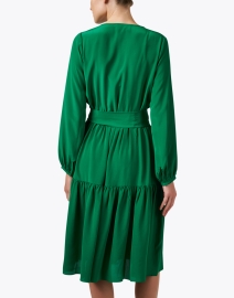 Back image thumbnail - Soler - Pauline Green Silk Midi Dress
