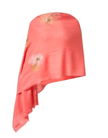 Pink Embroidered Merino Wool Scarf