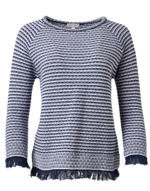 Product image thumbnail - Kinross - Navy Cotton Textured Sweater