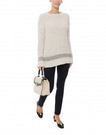 Cream Paillette Cotton Linen Sweater