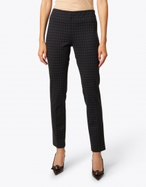 Elliott Lauren - Black and Brown Checked Stretch Pull-On Pant
