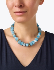 Look image thumbnail - Nest - Gold and Blue Stone Necklace