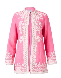 Ceci Pink Embroidered Linen Jacket