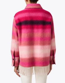 Back image thumbnail - Marc Cain Sports - Pink Striped Wool Coat 