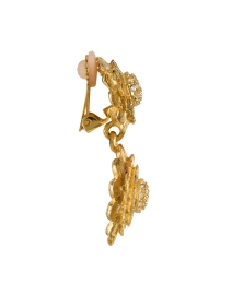 Fabric image thumbnail - Kenneth Jay Lane - Gold with Crystal Cluster Flower Clip Earrings