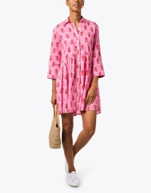 Look image thumbnail - Ro's Garden - Deauville Pink and Red Printed Shirt Dress