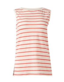 Coral and White Striped Linen Top