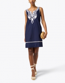 Look image thumbnail - Gretchen Scott - Navy and White Embroidered Dress