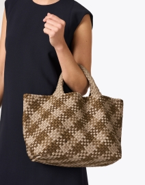 Look image thumbnail - Naghedi - St. Barths Medium Brown Plaid Woven Handbag