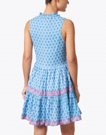 Back image thumbnail - Oliphant - Fern Blue Print Cotton Voile Dress