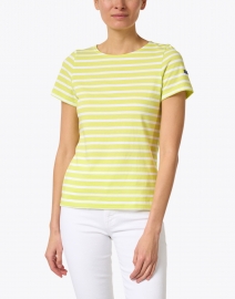 Front image thumbnail - Saint James - Etrille Lime and White Striped Cotton Top