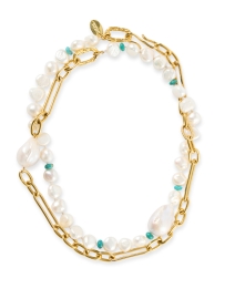 Product image thumbnail - Lizzie Fortunato - Harbor Turquoise and Pearl Link Necklace