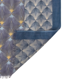 Back image thumbnail - Kinross - Blue Multi Geo Print Silk Cashmere Scarf