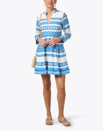 Look image thumbnail - Sail to Sable - White and Blue Print Cotton Tunic Dress