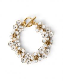 White Enamel and Topaz Flower Bracelet