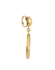 Back image thumbnail - Ben-Amun - Gold Hammered Drop Clip Earrings