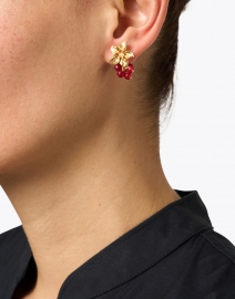 Look image thumbnail - Peracas - Gold and Red Magnolia Earrings