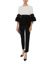 White and Black Crepe Blouse