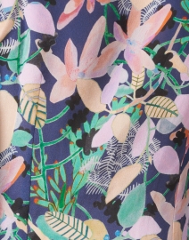 Soler - Pia Navy and Soft Pink Floral Print Silk Crepe Top