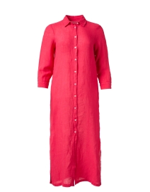 Red Linen Shirt Dress